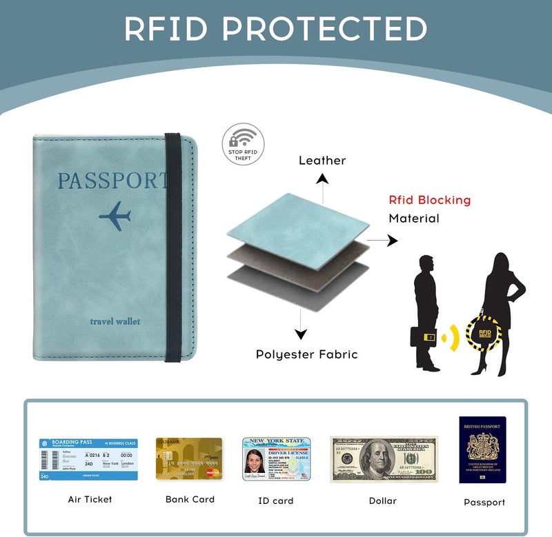 ILIYAH -Passport Cover-Passport Holder Travel Wallet-RFID Blocking Passport Case Travel Accessories Card Holder Wallet Unisex Travel Gifts(Blue) - Image 4